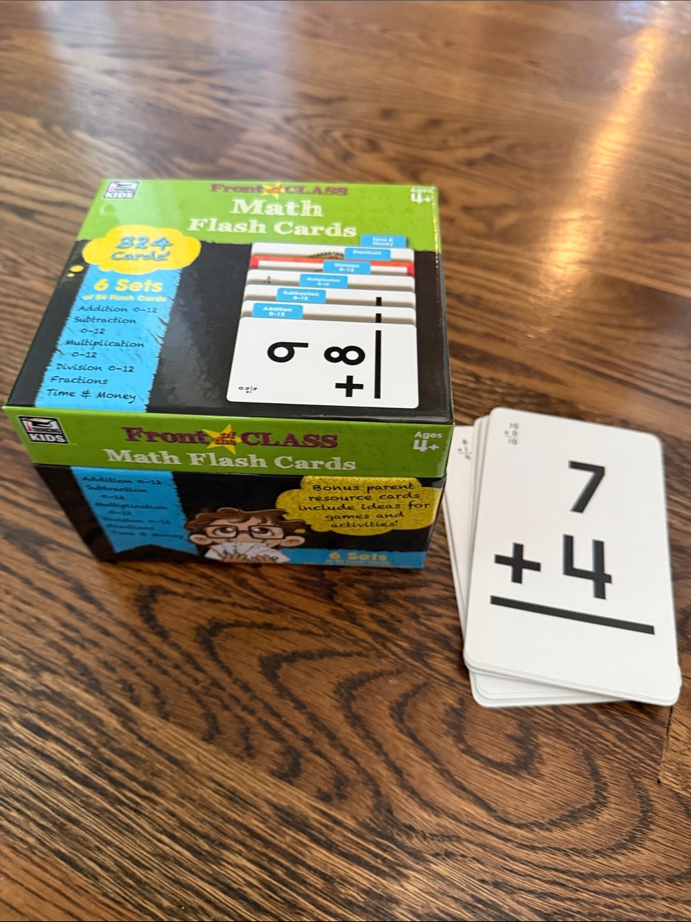 Front CLASS Green Math Flash Cards for Kids - Addition & More